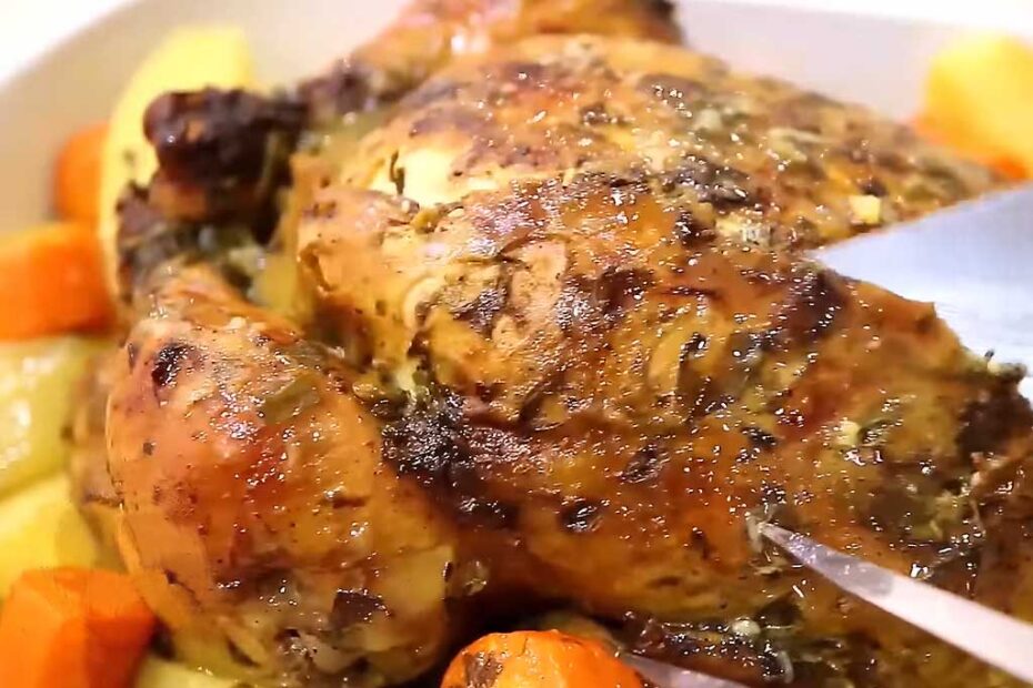 Frango Assado com Farofa e Legumes