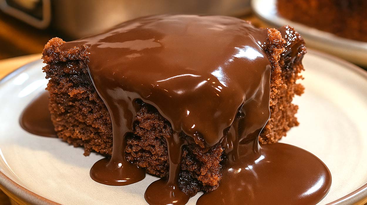 Bolo de Chocolate com Calda Cremosa